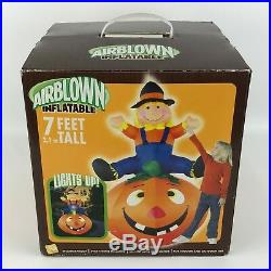 Gemmy 7' Lighted Scarecrow On Pumpkin Halloween Airblown Inflatable