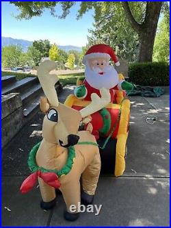 Gemmy 7ft Animated Airblown Santa In Sleigh Christmas Yard Inflatable Christmas