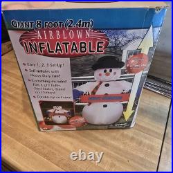 Gemmy 8ft Tall Airblown Inflatable Light Up Snowman RARE 2002 with box