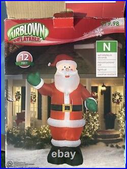 Gemmy Airblown Inflatable 12' Tall Giant Lighted Santa Claus With Box