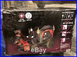 Gemmy Airblown Inflatable 12ft Carriage With Horses And Zombie Hearse Halloween