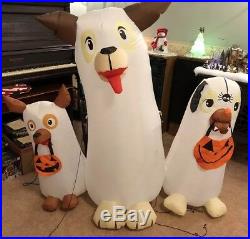 Gemmy Airblown Inflatable 5 Ft Ghost Dog Trio Trick Or Treaters Halloween