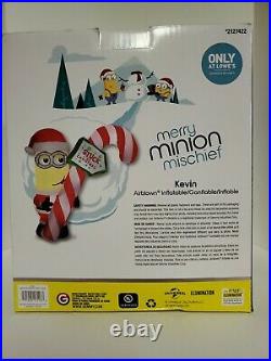 Gemmy Airblown Inflatable 7 Minion Kevin Stuck On Christmas Candy Cane