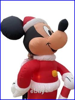 Gemmy Airblown Inflatable 8' T Disney Mickey Mouse Santa Candy CaneChristmas EUC