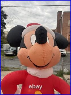 Gemmy Airblown Inflatable 8' T Disney Mickey Mouse Santa Candy CaneChristmas EUC