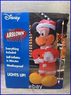 Gemmy Airblown Inflatable 8' T Disney Mickey Mouse Santa Candy CaneChristmas EUC