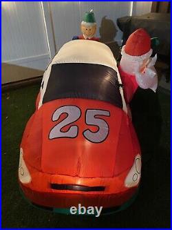Gemmy Airblown Inflatable 8ft Santa Racer Lighted Christmas Race Car Santa Claus