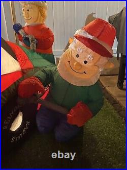Gemmy Airblown Inflatable 8ft Santa Racer Lighted Christmas Race Car Santa Claus