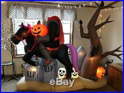 Gemmy Airblown Inflatable 9 Headless Horseman Scene With Tree Halloween