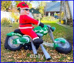 Gemmy Airblown Inflatable Christmas Santa Motorcycle Lighted Yard Decor 9ft