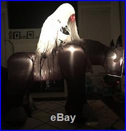 Gemmy Airblown Inflatable Ghost Reaper on Horse 5.5 Ft. Red LED Eyes
