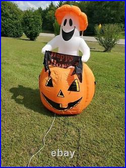 Gemmy Airblown Inflatable Halloween 6 Ghost Pumpkin Light Blow Up Rising Ghost