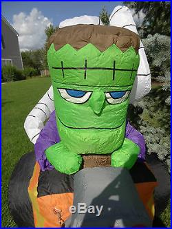 Gemmy Airblown Inflatable Halloween Frankenstein Mummy Witch Monster Hot Rod Car
