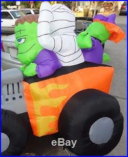 Gemmy Airblown Inflatable Halloween Frankenstein Mummy Witch Monster In Car 6