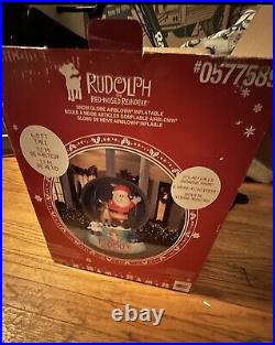 Gemmy Airblown Inflatable Snow Globe Rudolph The Red Nosed Reindeer With Santa