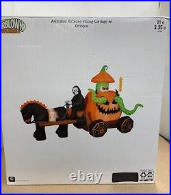 Gemmy Animated Halloween Inflatable Rising Carriage Octopus Monster Airblown