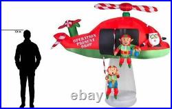 Gemmy Animated Inflatable Santa and Elves in Helicopter Scene