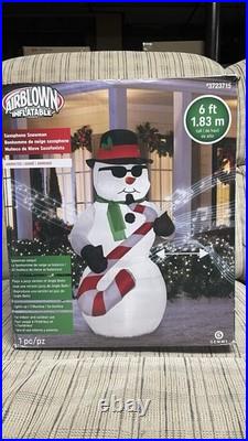 Gemmy Animated Saxophone Snowman With Sound Airblown Christmas Inflatable