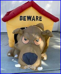 Gemmy Beware of Dog Light Up Inflatable Halloween Motion Moving Head Doghouse