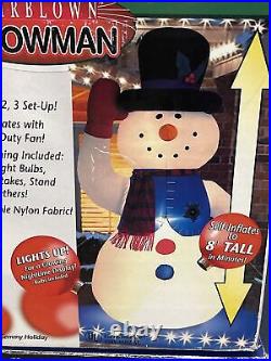 Gemmy Christmas Airblown Inflatable 8 Foot Cowboy Snowman EUC