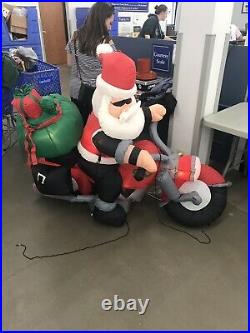 Gemmy Christmas Airblown Inflatable Santa Motorcycle Chopper 6ft Long