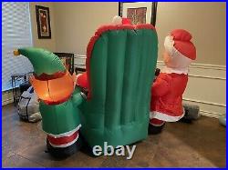 Gemmy Christmas Airblown Inflatable Santa Mrs. Claus Elf Chair 6.5 Ft Wide
