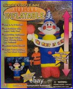 Gemmy Clown Giant 8 Foot Airblown Inflatable Birthday Party Lawn Art Decor NIB