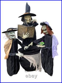 Gemmy Enchanting Witch Trio Yard Decor Animated Sound 6.2 Feet Tall Halloween