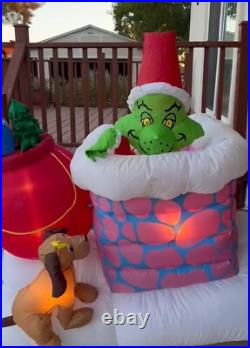 Gemmy Grinch With Max Chimney Animated 6ft Airblown Inflatable Light Up RareREAD