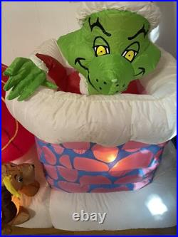Gemmy Grinch With Max Chimney Animated 6ft Airblown Inflatable Light Up RareREAD
