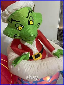 Gemmy Grinch With Max Chimney Animated 6ft Airblown Inflatable Light Up RareREAD