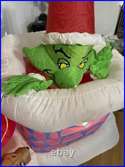 Gemmy Grinch With Max Chimney Animated 6ft Airblown Inflatable Light Up RareREAD