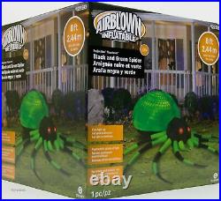 Gemmy Halloween 8 ft Projection Kaleidoscope Black & Green Spider Inflatable, FS