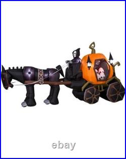 Gemmy Halloween Airblown Inflatable 15ft Grim Reaper with Horse & Pumpkin Carriage
