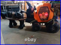 Gemmy Halloween Airblown Inflatable 15ft Grim Reaper with Horse & Pumpkin Carriage