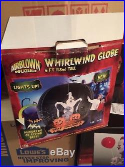 Gemmy Halloween Airblown Inflatable Whirling Globe Light Up Happy Halloween Rare