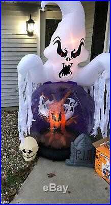 Gemmy Halloween Inflatable Airblown Whirlwind Snow Globe 7 ft Ghosts BATS MIB