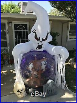 Gemmy Halloween Inflatable Airblown Whirlwind Snow Globe 7 ft Tall Ghosts BATS