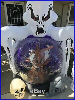 Gemmy Halloween Inflatable Airblown Whirlwind Snow Globe 7 ft Tall Ghosts BATS