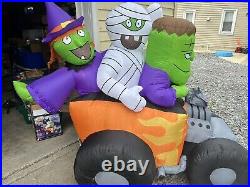 Gemmy Halloween Inflatable Hot Rod Witch Frankenstein Mummy 6' Yard Decoration