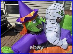 Gemmy Halloween Inflatable Hot Rod Witch Frankenstein Mummy 6' Yard Decoration