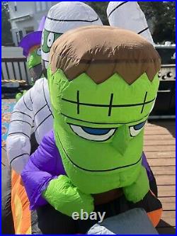 Gemmy Halloween Inflatable Hot Rod Witch Frankenstein Mummy 6' Yard Decoration