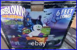 Gemmy Halloween Inflatable Hot Rod Witch Frankenstein Mummy 6' Yard Decoration
