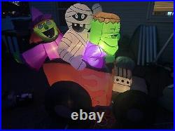 Gemmy Halloween Inflatable Hot Rod Witch Frankenstein Mummy 6' Yard Decoration
