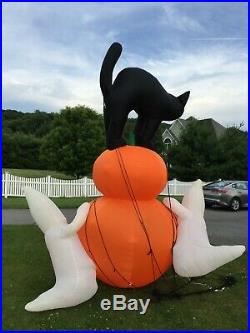 Gemmy Halloween Inflatable Pumpkins Black Cat Ghosts 12.5' Airblown Decoration