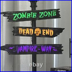 Gemmy Halloween Short Circuit Lamp Post Flickering Lights & Signs Working Withbox