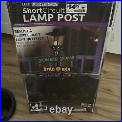 Gemmy Halloween Short Circuit Lamp Post Flickering Lights & Signs Working Withbox