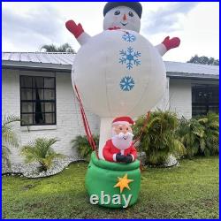 Gemmy Holiday Living 11.5ft Santa In Hot Air Ballon Snowman Lighted Read