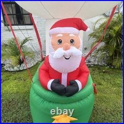 Gemmy Holiday Living 11.5ft Santa In Hot Air Ballon Snowman Lighted Read