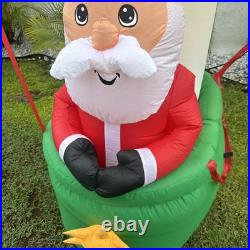 Gemmy Holiday Living 11.5ft Santa In Hot Air Ballon Snowman Lighted Read